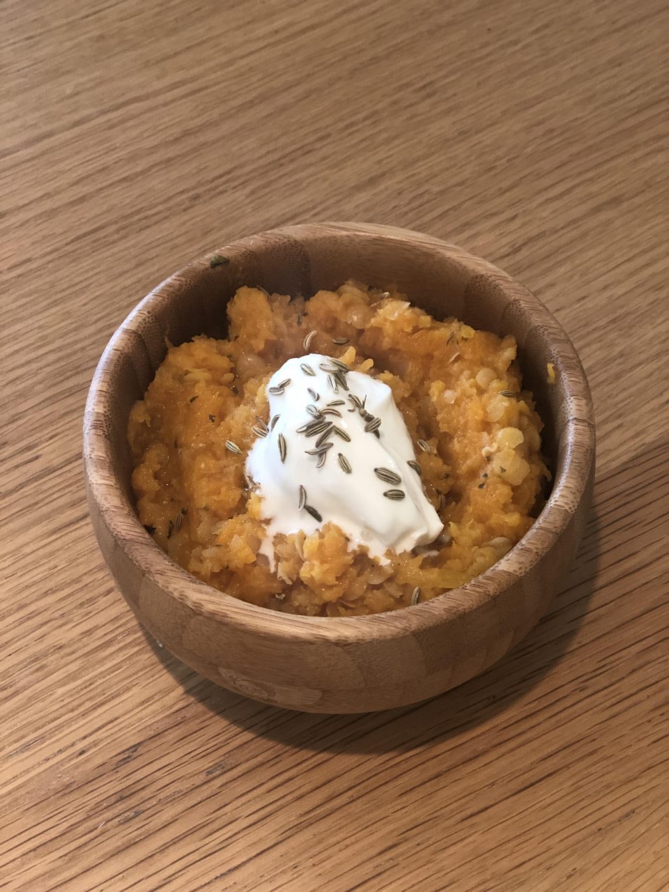 Creamy lentil and butternut squash mash recipe for weaning