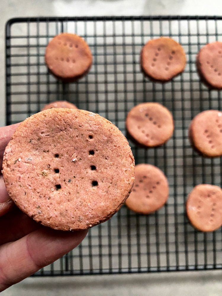 Beetroot and Pea Crackers