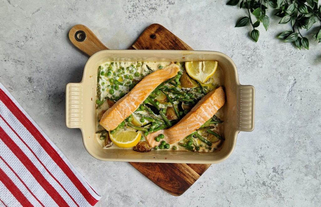 Creamy Lemony Salmon Bake